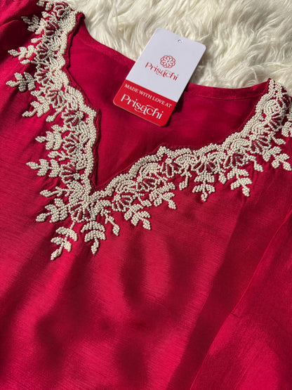 pink Embroidered kurta Pant  with dupatta