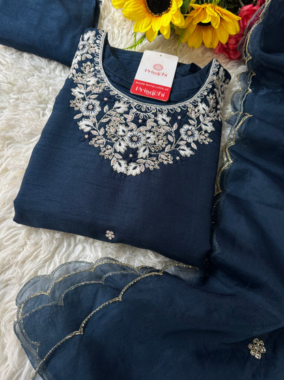 Embroidered kurta Bottom  with dupatta