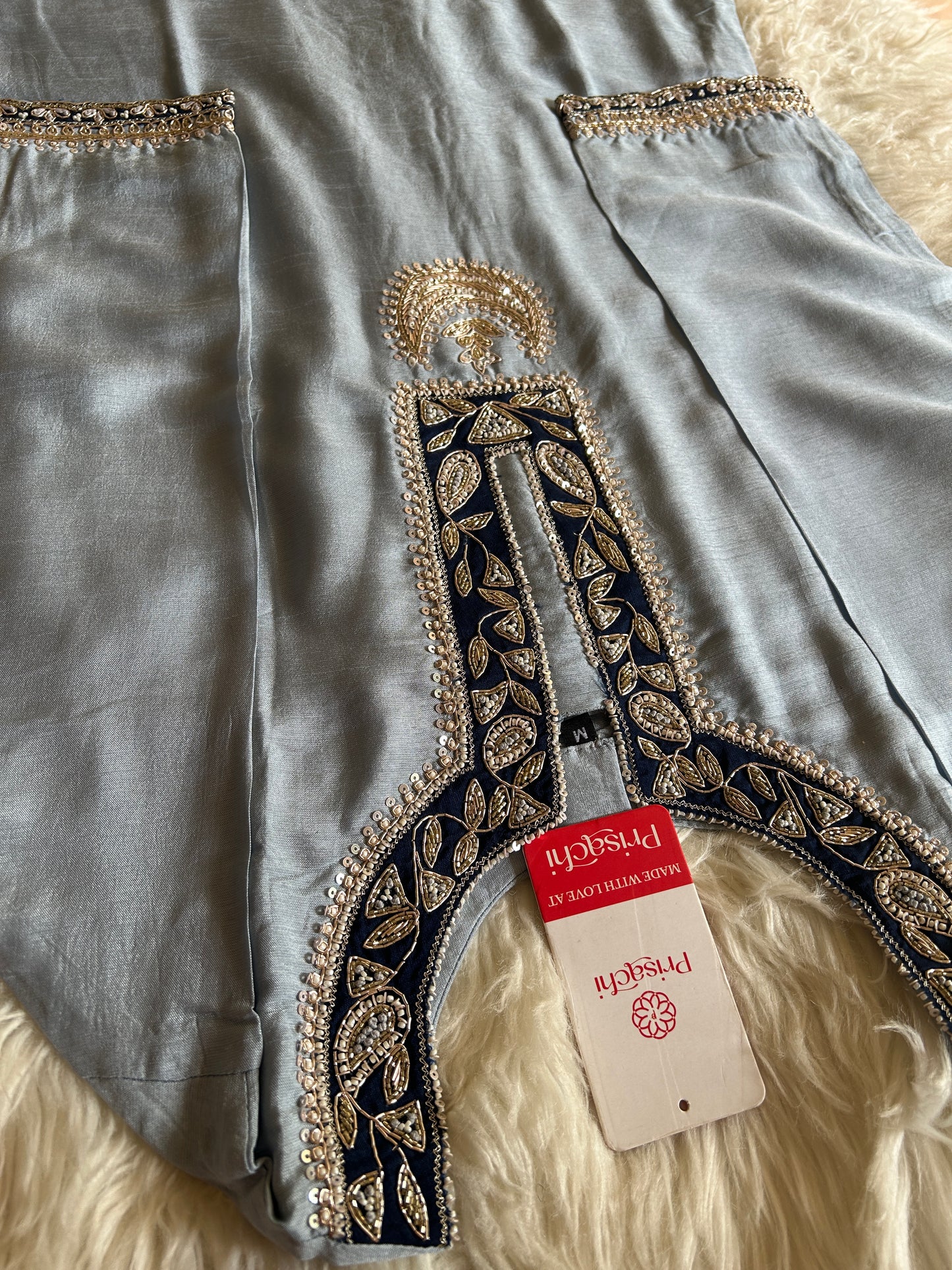 Blue embroidered kurta set with dupatta