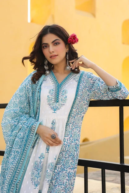 Pure Cotton Anarkali kurta Set