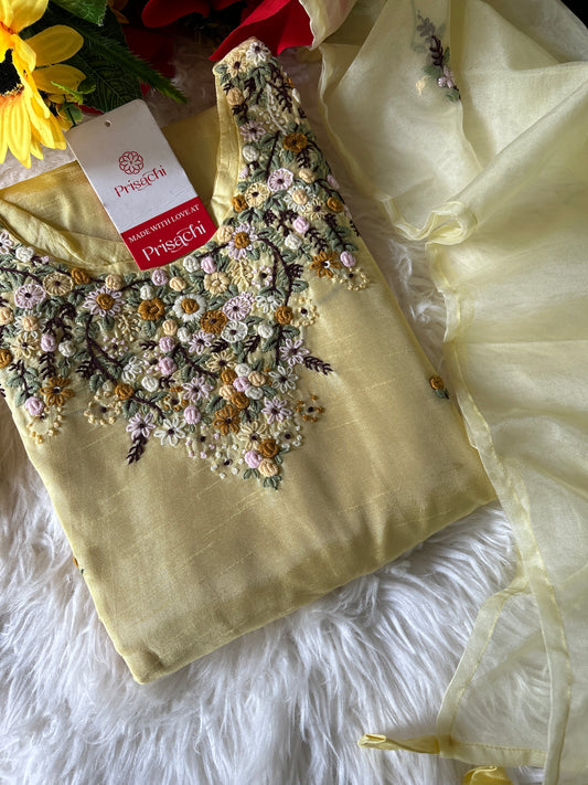 Yellow Designer Kurti bottom with Dupttaa