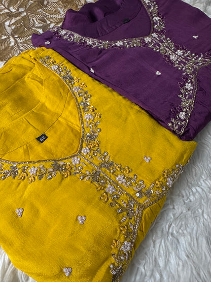 Alia style naira Cut kurti Pant With chiffon Dupatta
