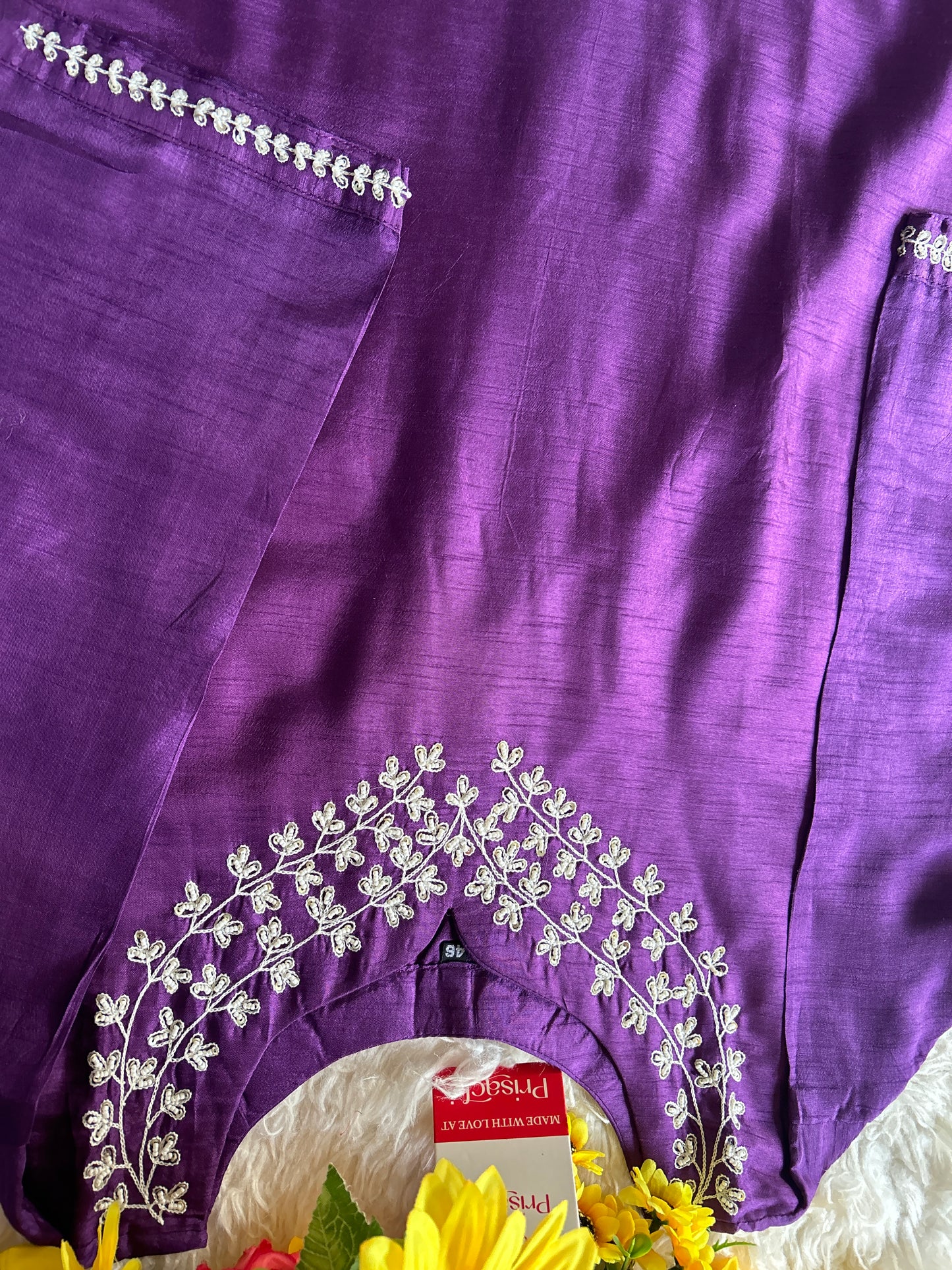 Purple embroidered kurta set with dupatta