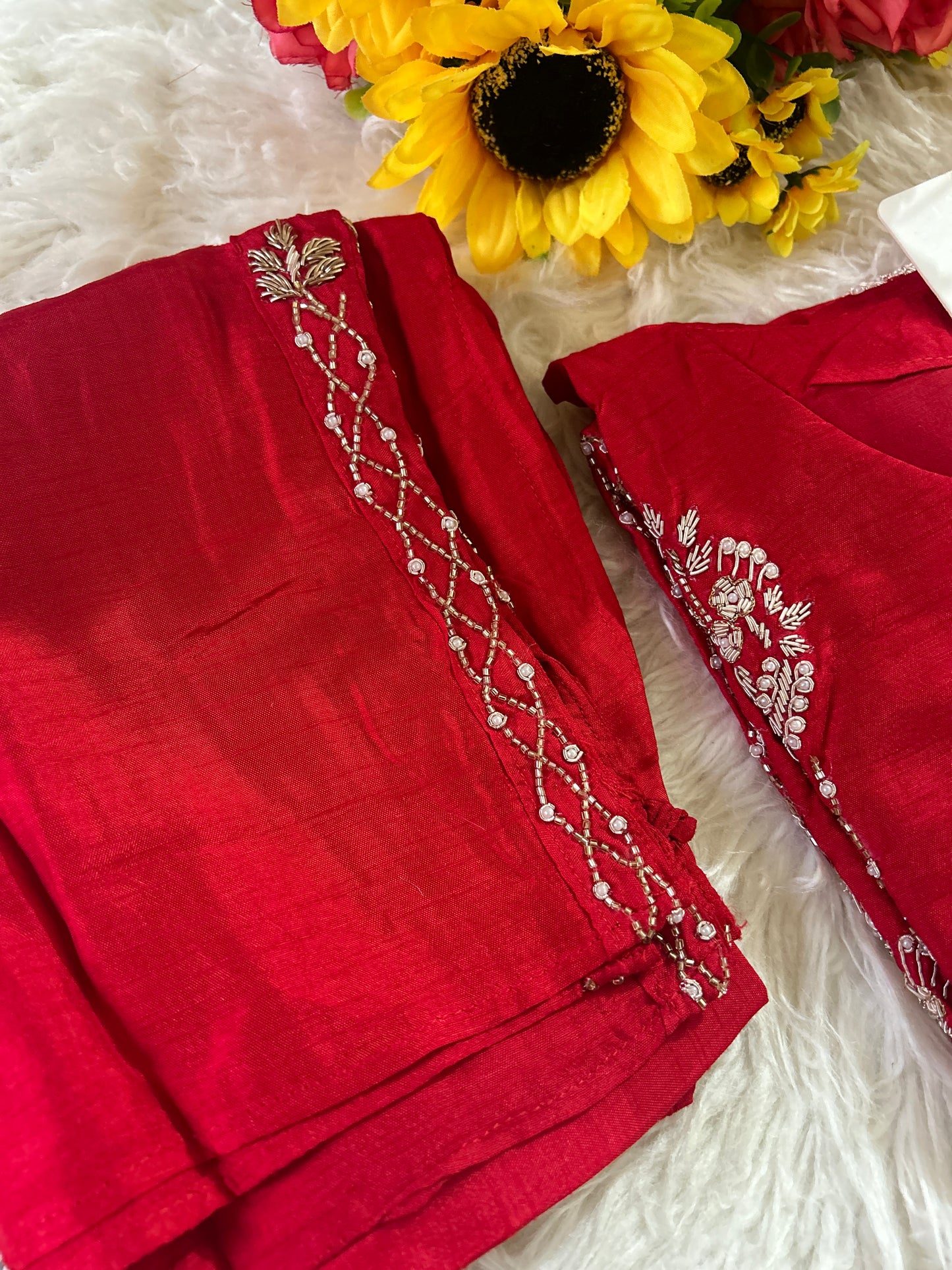 Designer Red Embroidered kurta set with dupatta