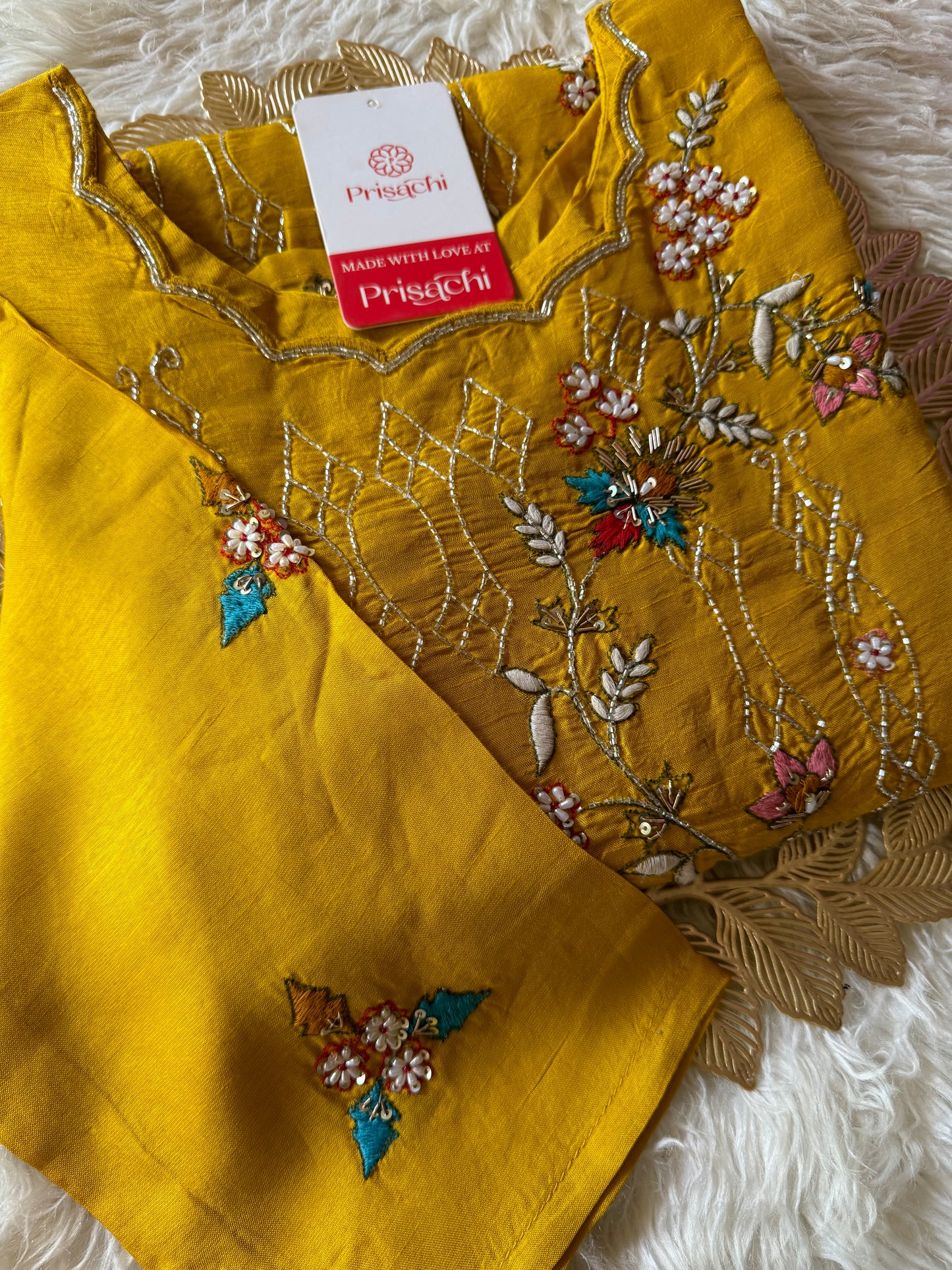 Yellow embroidered  kurta set with dupatta