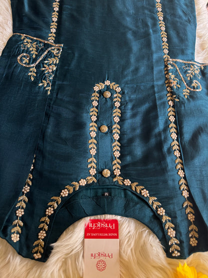 Blue embroidered kurta set with dupatta