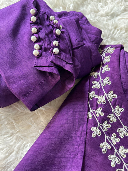 Purple embroidered kurta set with dupatta