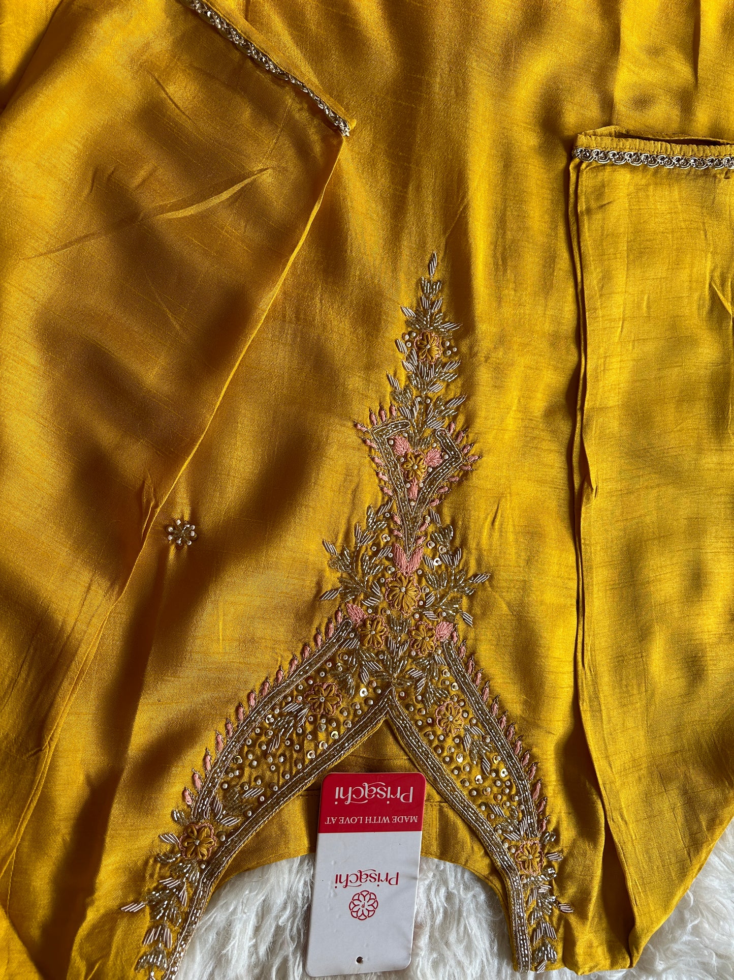 Yellow embroidered  kurta set with dupatta