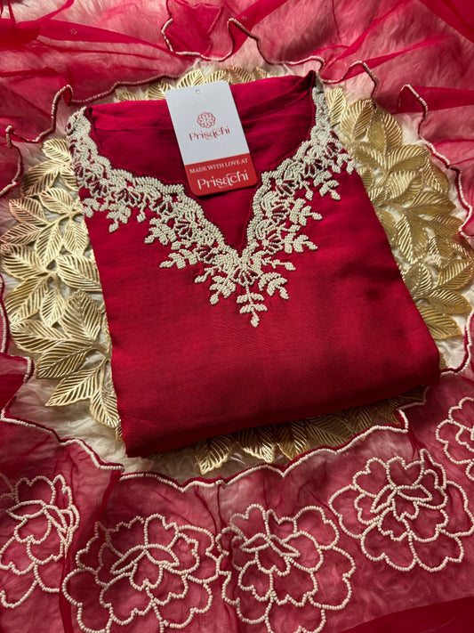 pink Embroidered kurta Pant  with dupatta