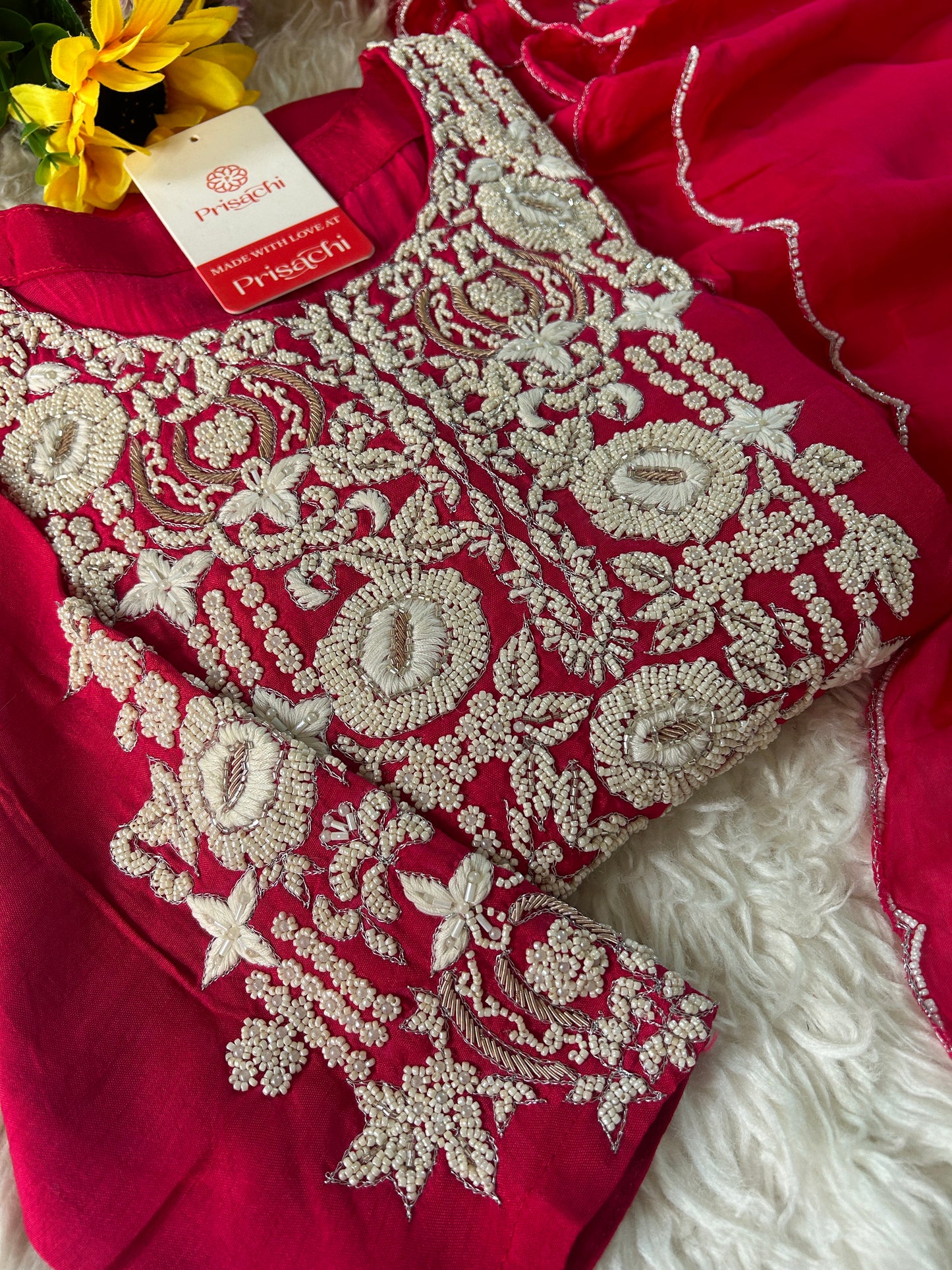 Pink Embroidered Kurta bottom With Dupatta