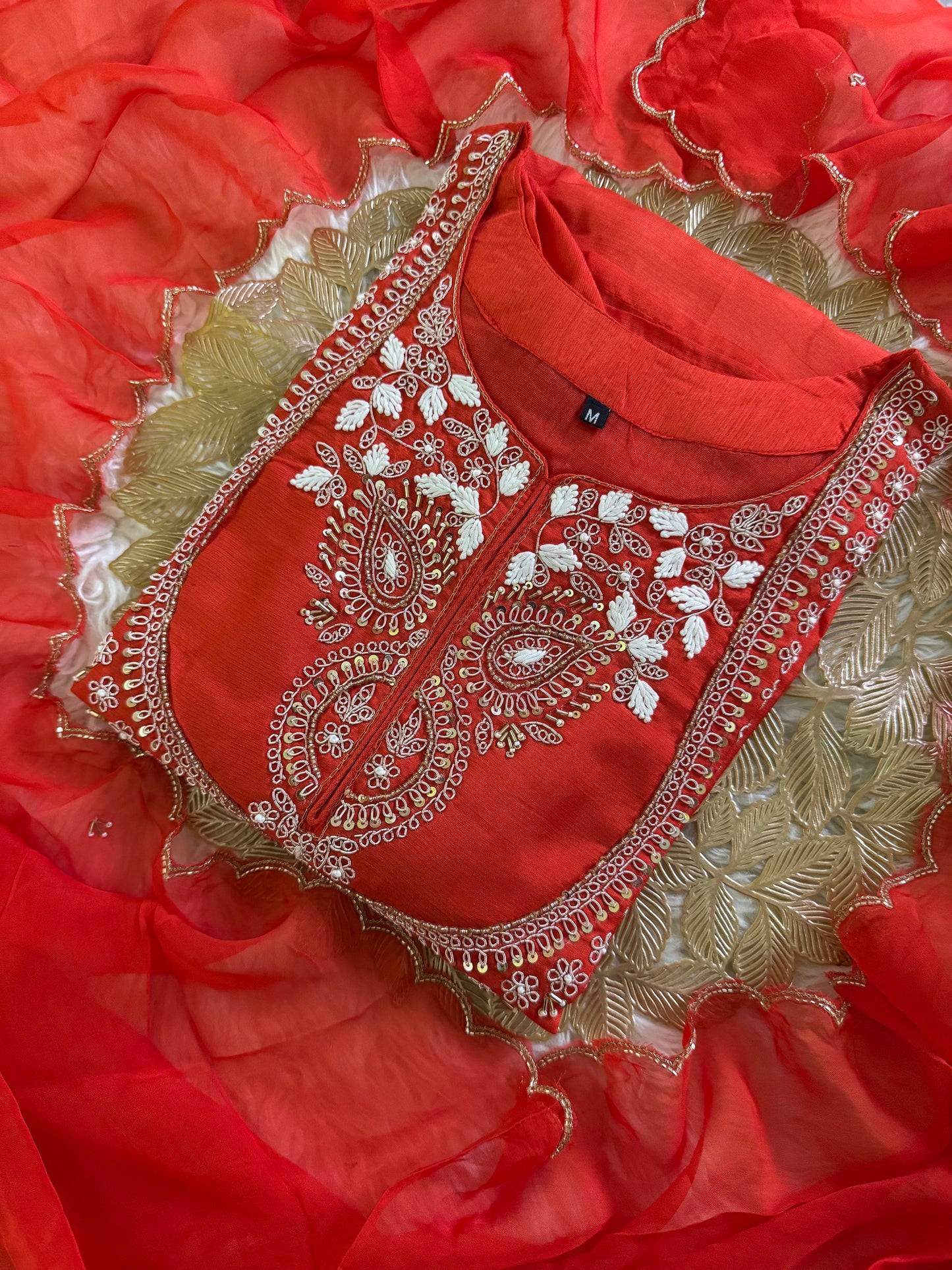 Embroidered Kurta bottom With Dupatta