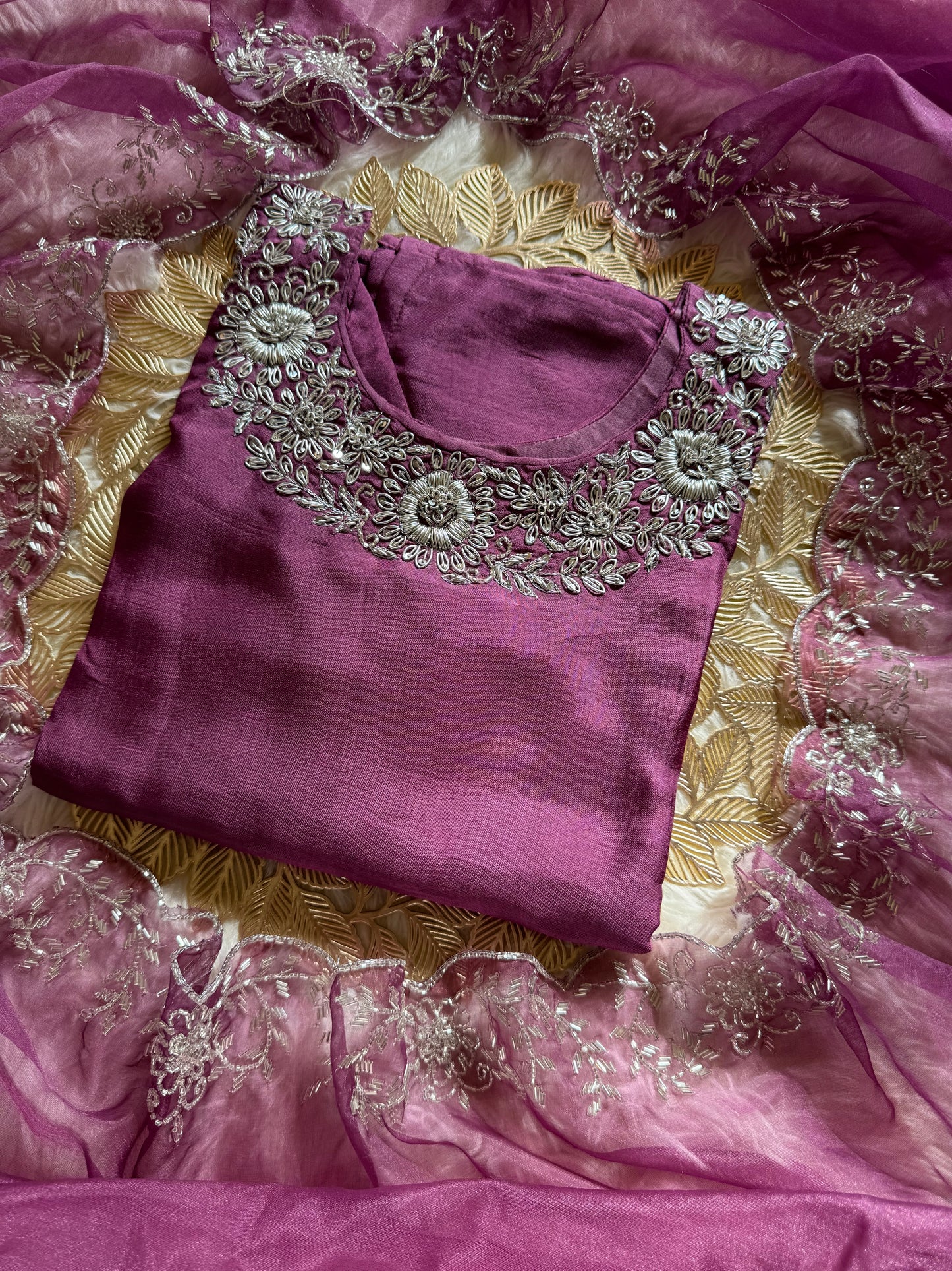 Purple Designer Kurti Bottom with Duptta