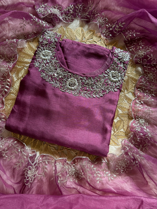 Purple Designer Kurti Bottom with Duptta