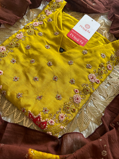 Yellow embroidered  kurta set with dupatta