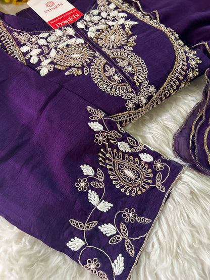 Embroidered Kurta bottom With Dupatta