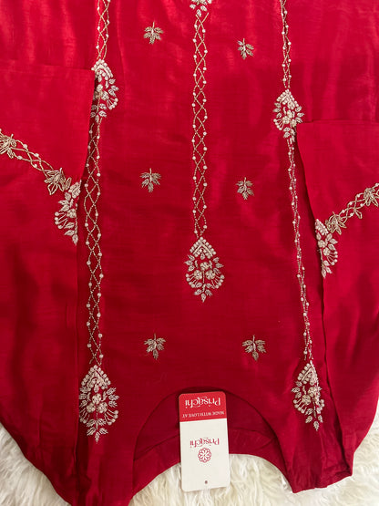 Designer Red Embroidered kurta set with dupatta