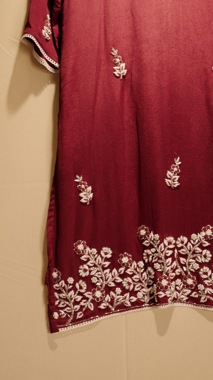 Embroidered kurti sharara set  with dupatta