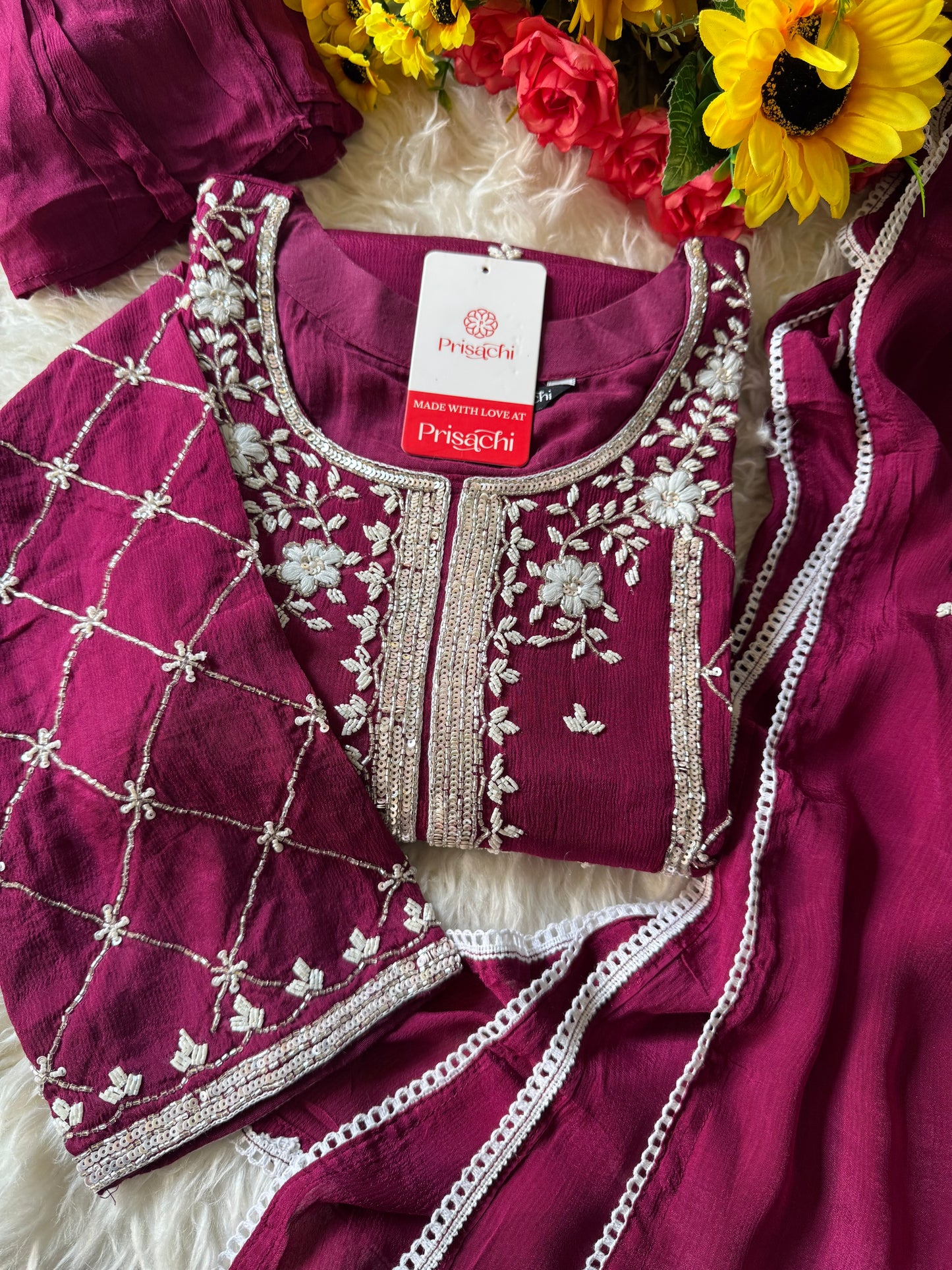 Embroidered kurti sharara set  with dupatta