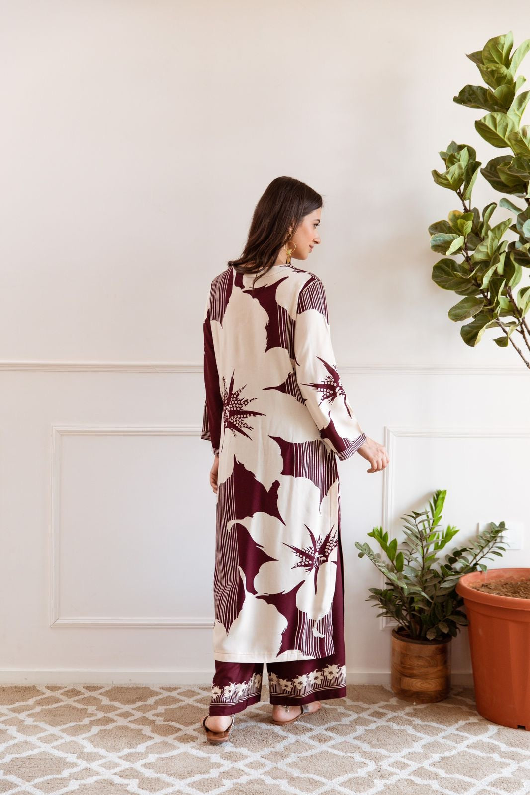 Wine Printed Kurta with PLAZZO