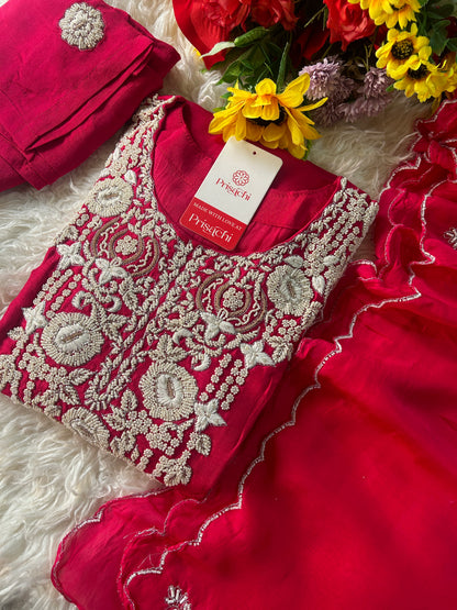 Pink Embroidered Kurta bottom With Dupatta