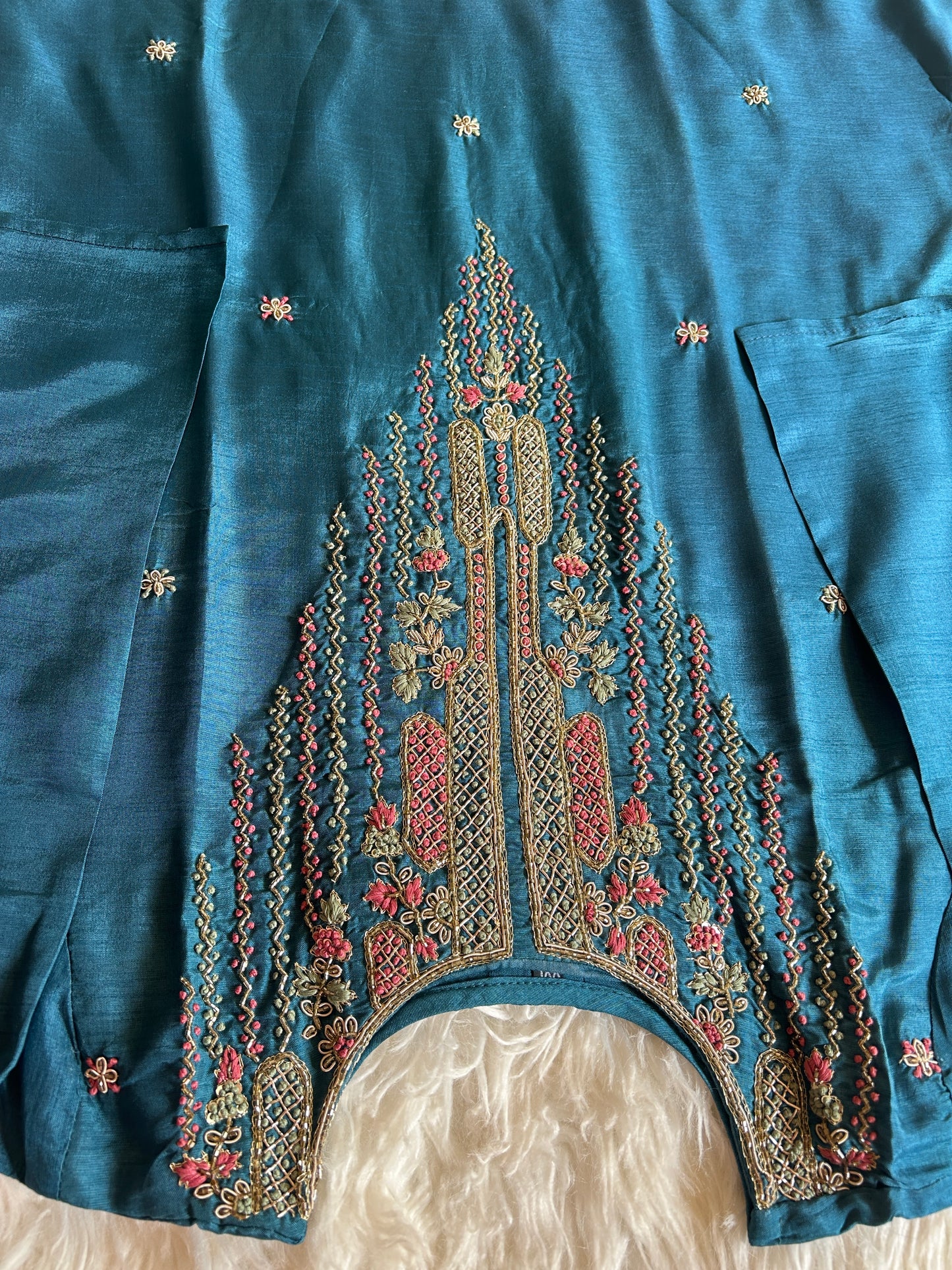 Blue embroidered kurta set with dupatta