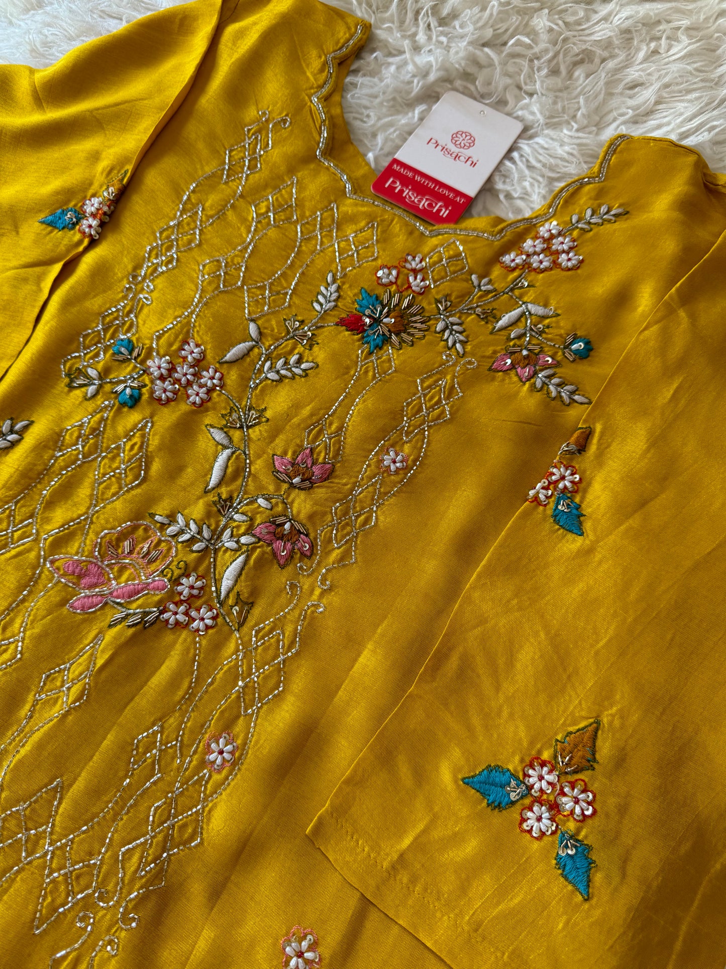 Yellow embroidered  kurta set with dupatta