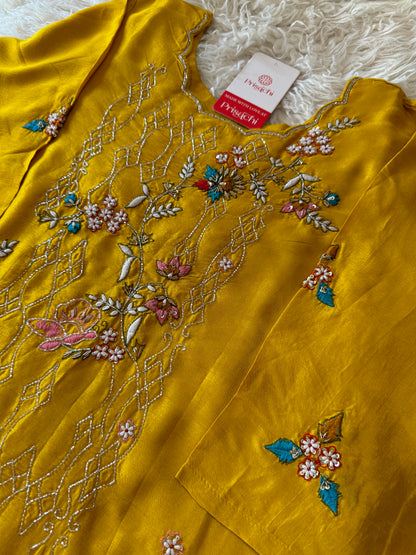 Yellow embroidered  kurta set with dupatta