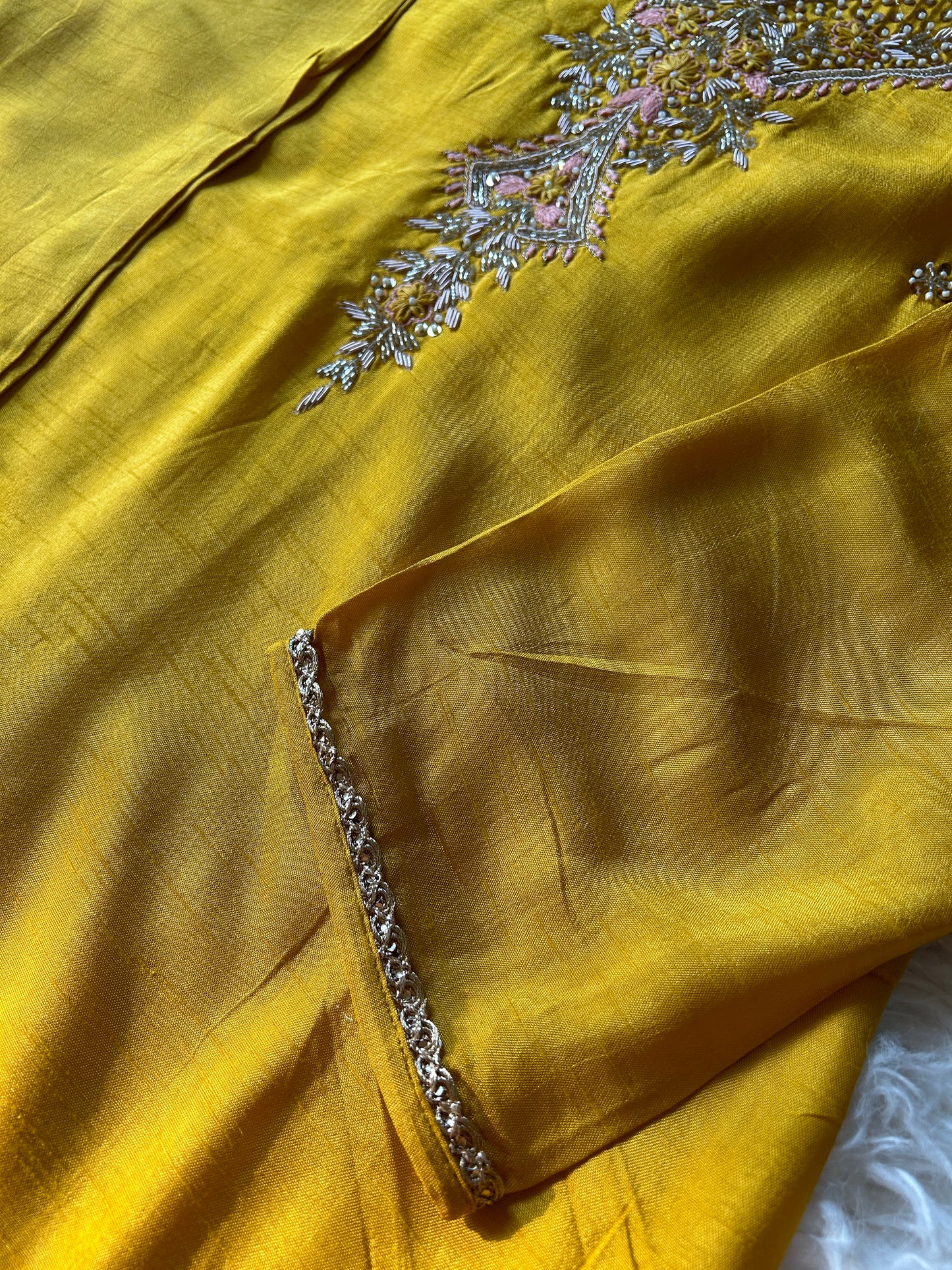 Yellow embroidered  kurta set with dupatta