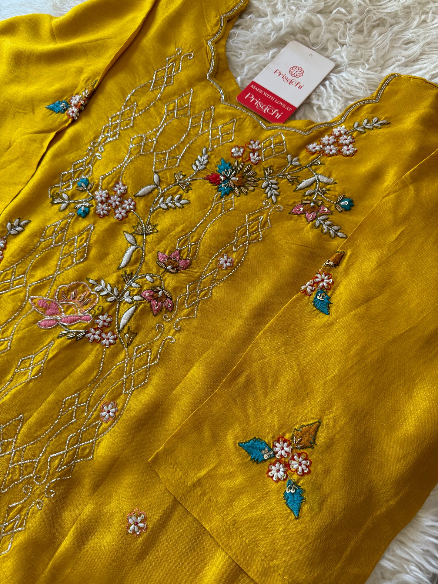 Yellow embroidered  kurta set with dupatta