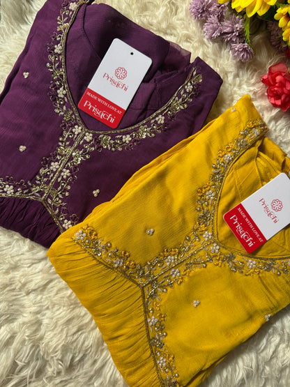 Alia style naira Cut kurti Pant With chiffon Dupatta
