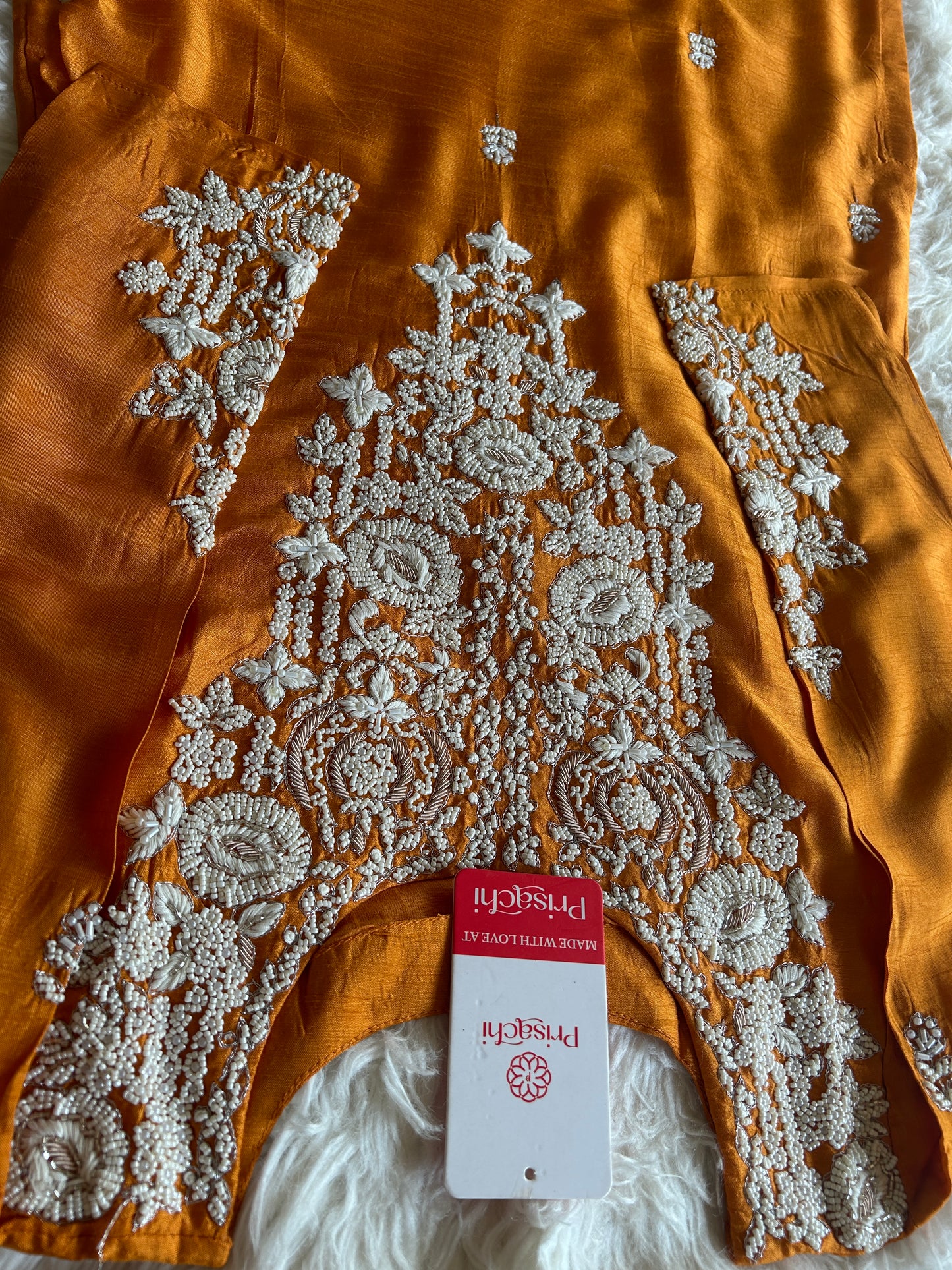 Orange Embroidered Kurta bottom With Dupatta