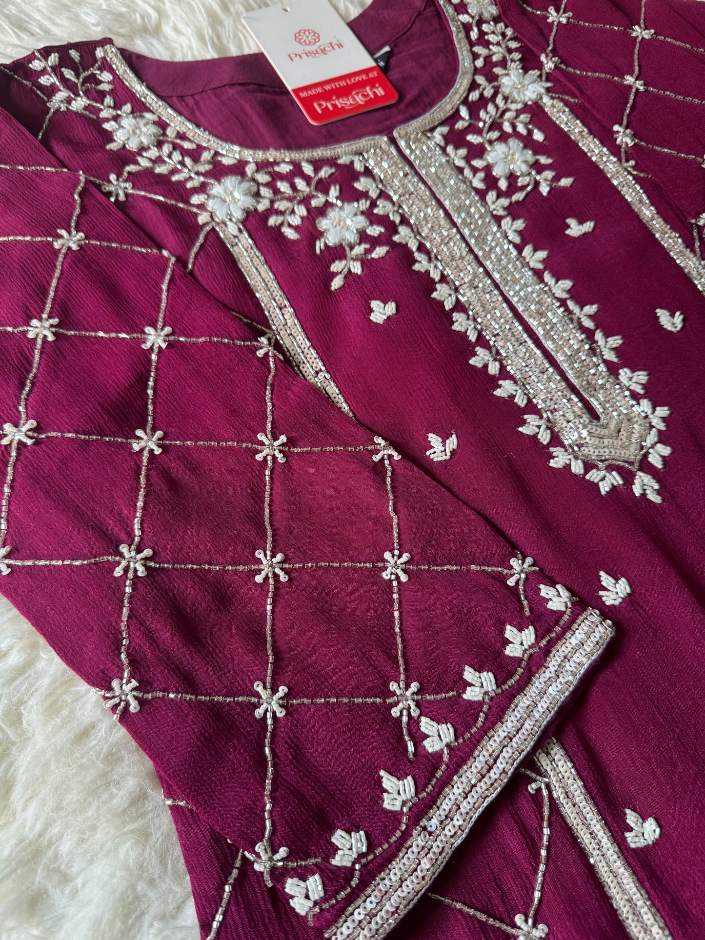 Embroidered kurti sharara set  with dupatta