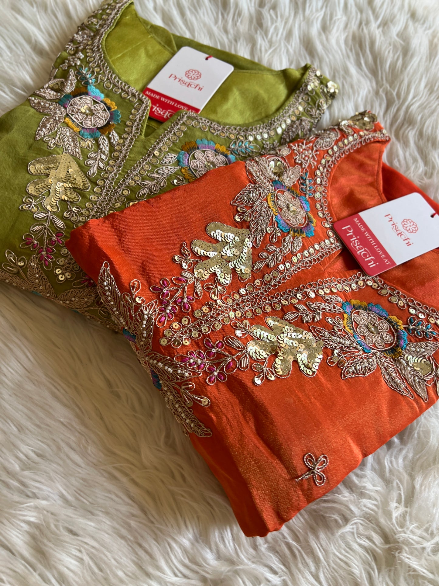 Orange Embroidered Kurta Set With viscous Dupatta