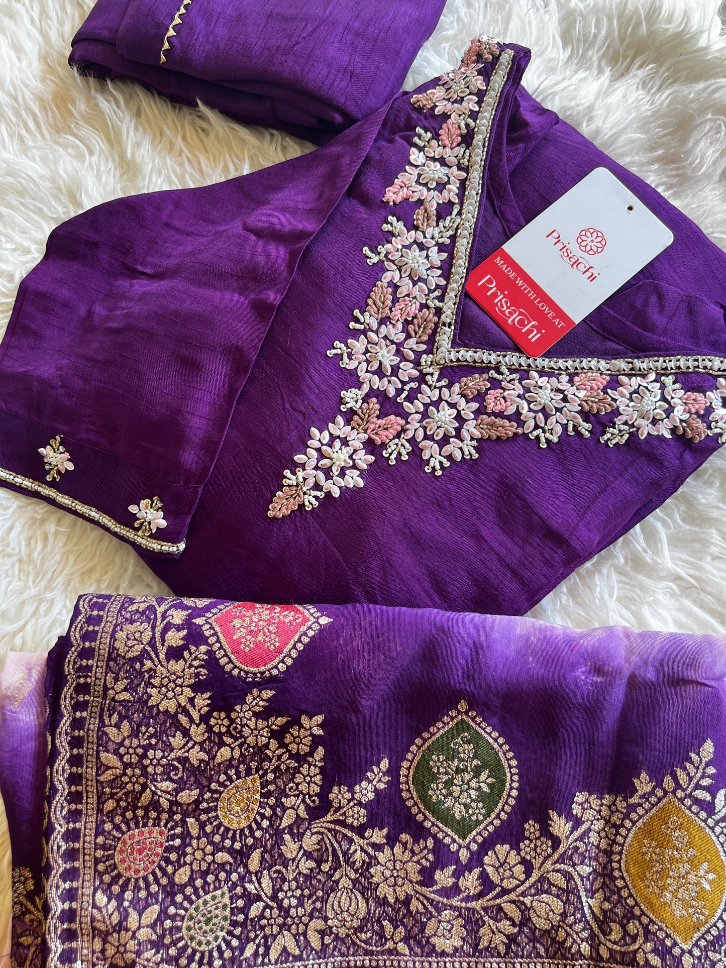 Purple Embroidered kurta set with dupatta with Zardosi work