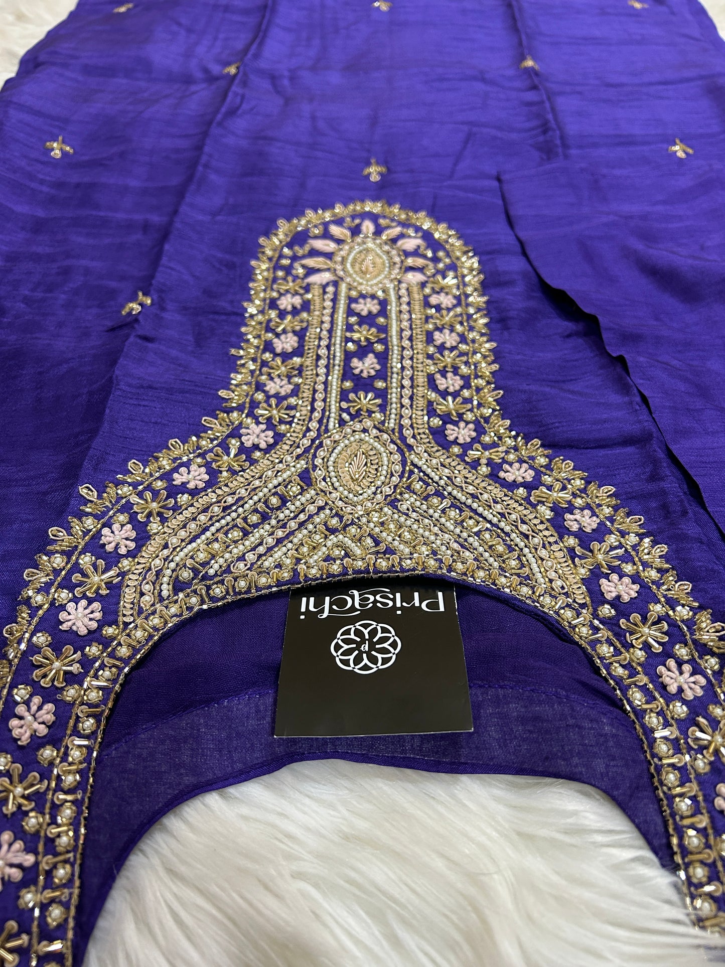 Purple embroidered kurta set with dupatta - Prisachi Official