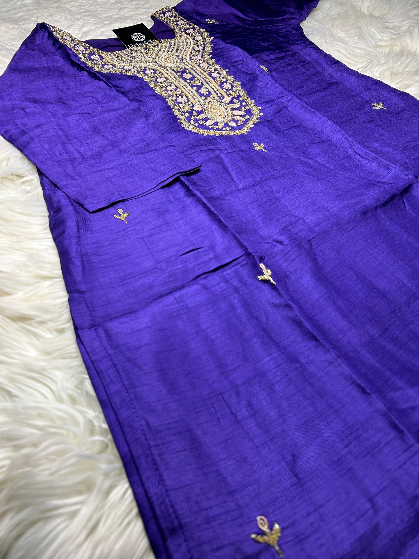 Purple embroidered kurta set with dupatta - Prisachi Official