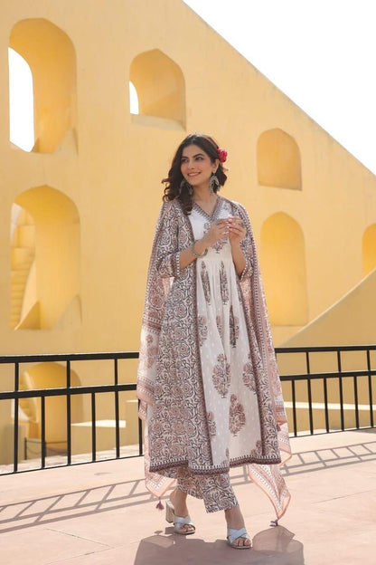 Pure Cotton Anarkali kurta Set