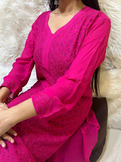 Viscose Resham Jaal Handwork Chikankari Kurti