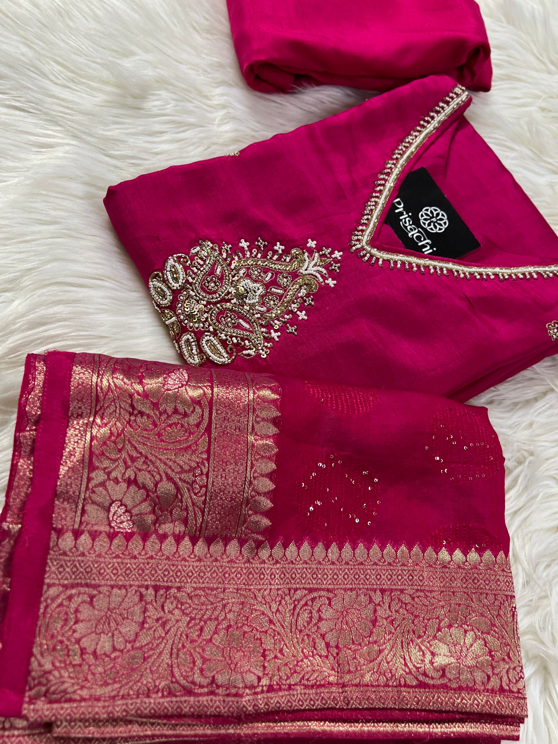 Pink cotton silk embroidered straight kurta set with dupatta - Prisachi Official