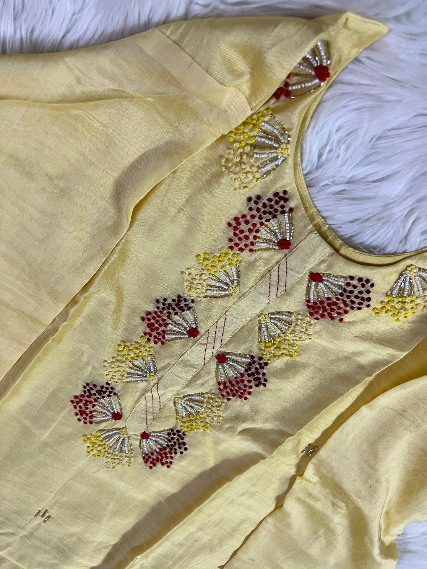 Yellow embroidered kurta set with dupatta - Prisachi Official