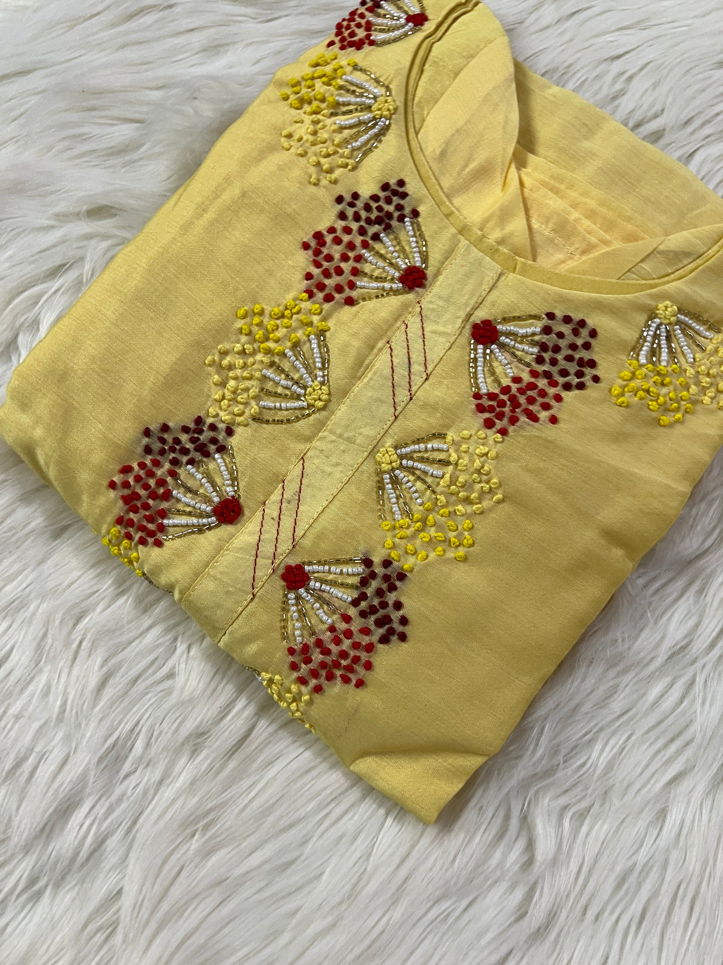 Yellow embroidered kurta set with dupatta - Prisachi Official