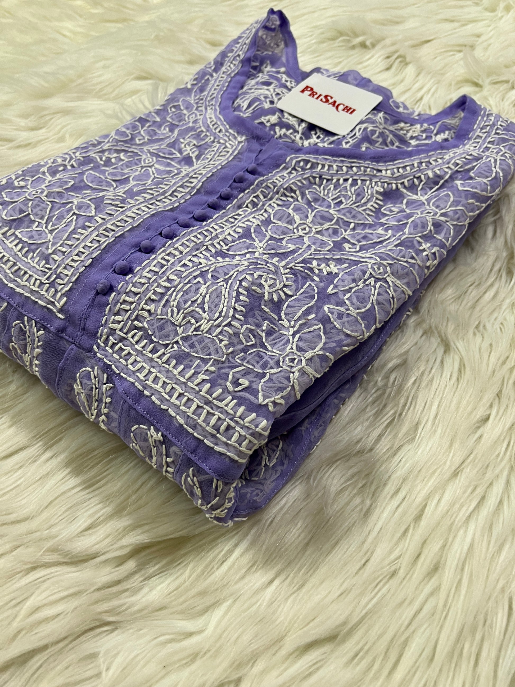 Purple anarkali chikankari kurta - Prisachi Official