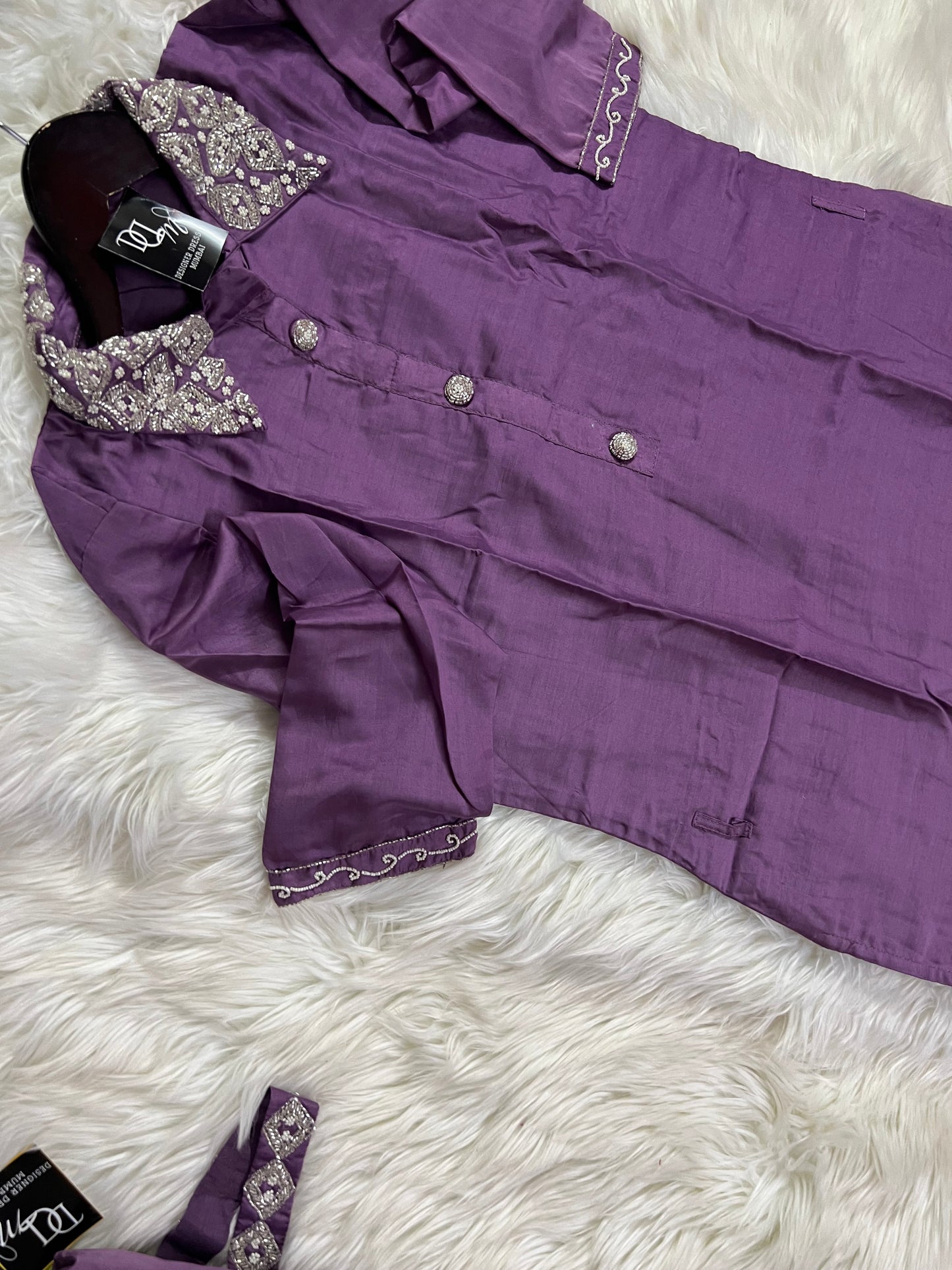 Purple co-ord set dress with belt - Prisachi Official