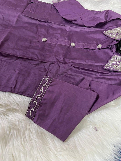 Purple co-ord set dress with belt - Prisachi Official