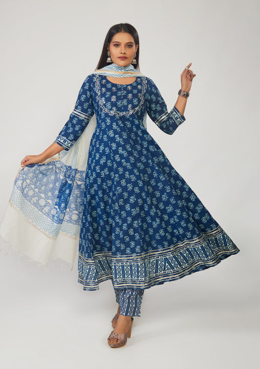 Blue Indigo Anarkali Suit - prisachiofficial