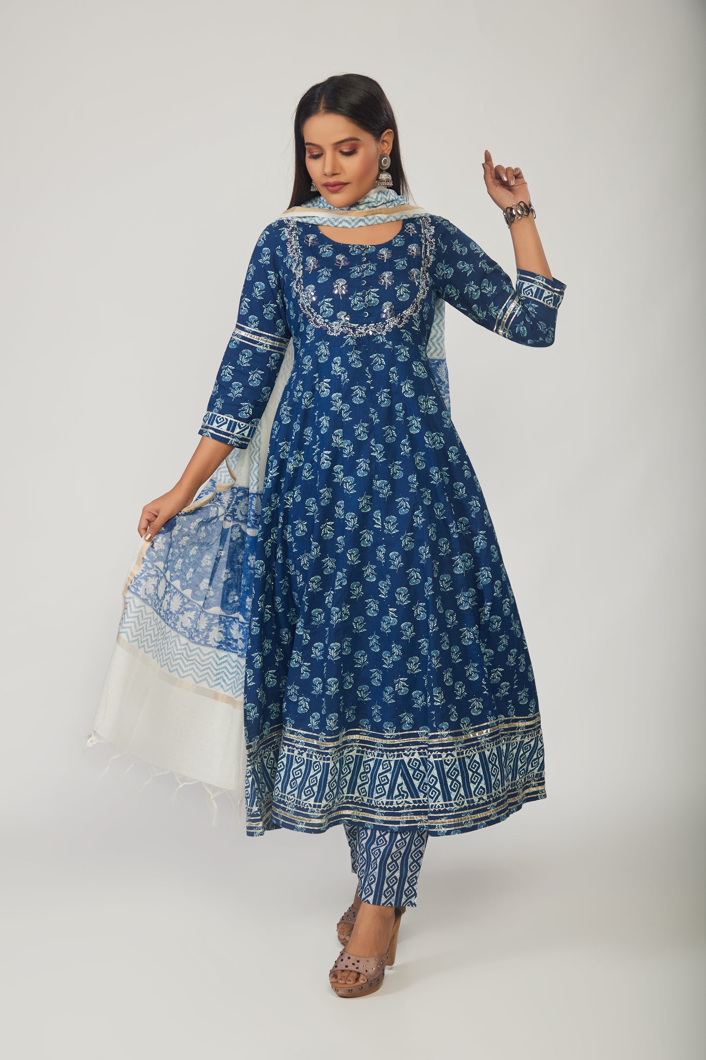 Blue Indigo Anarkali Suit - prisachiofficial