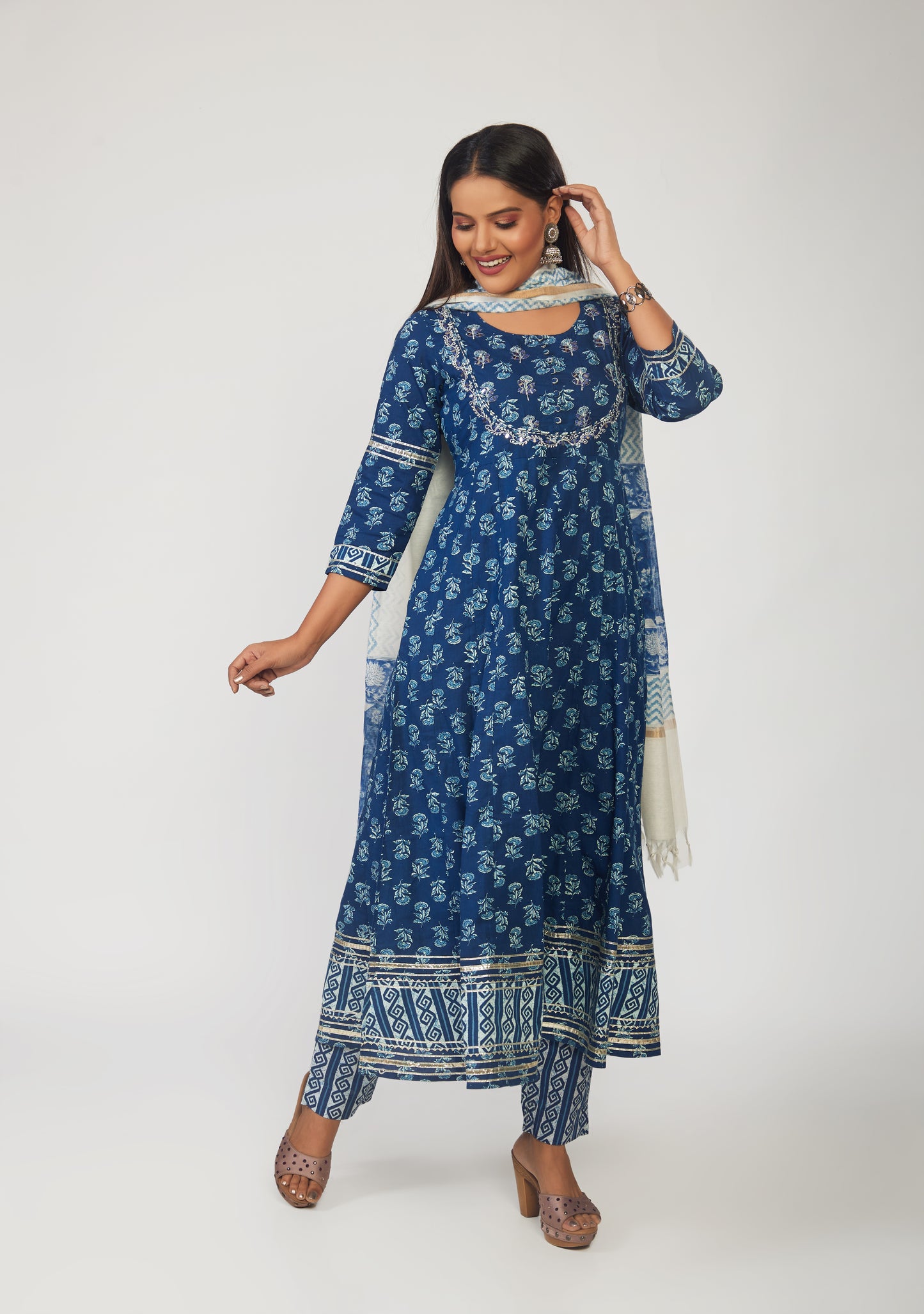 Blue Indigo Anarkali Suit - prisachiofficial