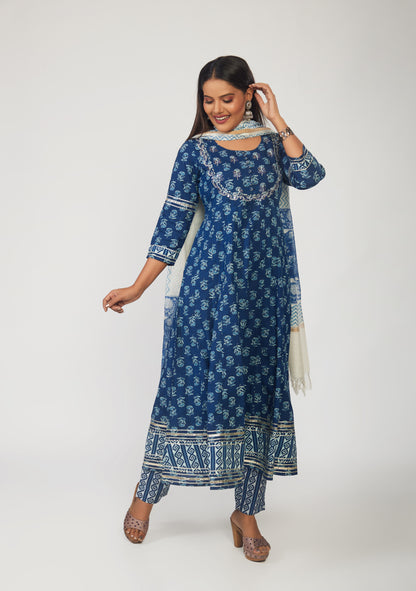 Blue Indigo Anarkali Suit - prisachiofficial