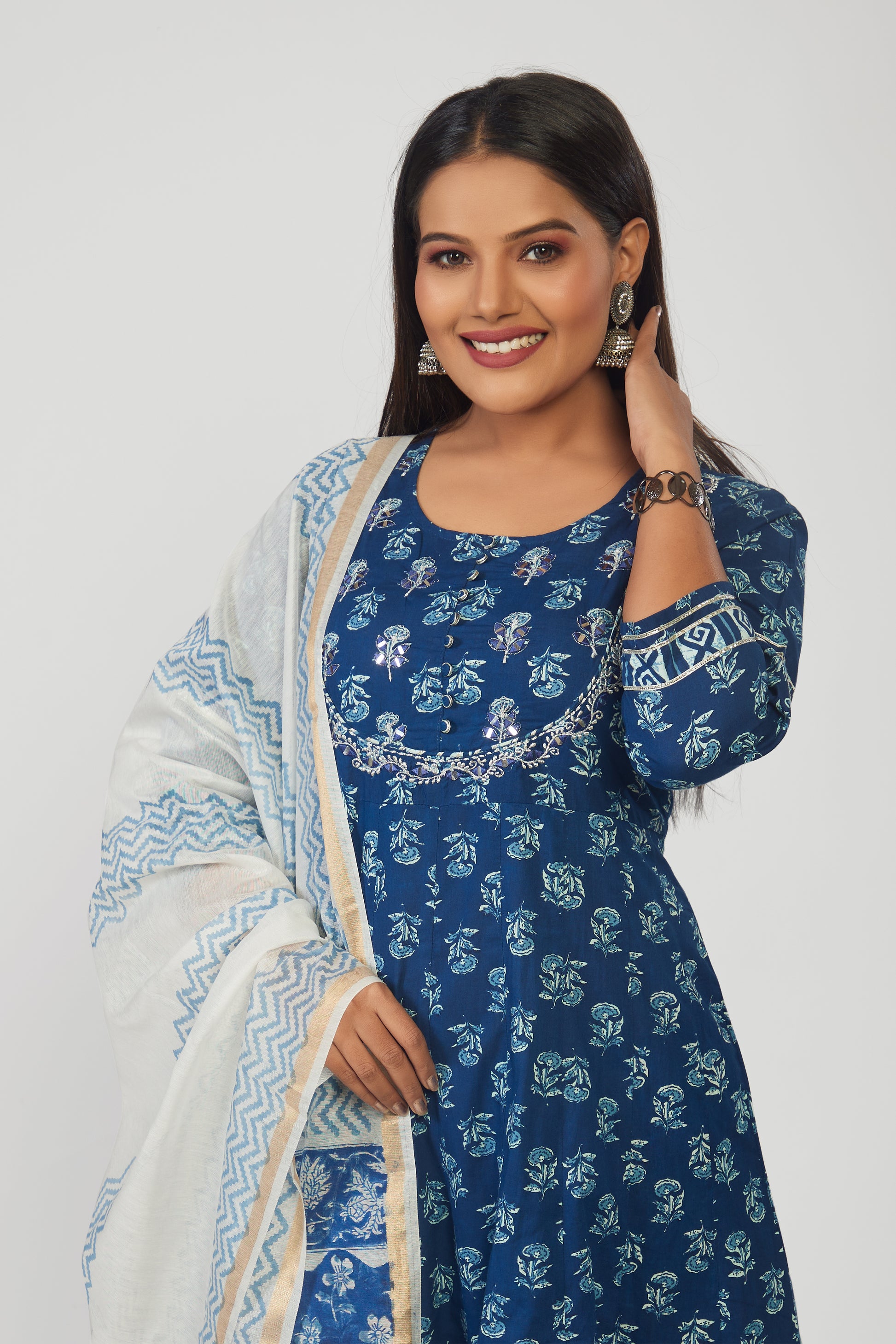 Blue Indigo Anarkali Suit - prisachiofficial