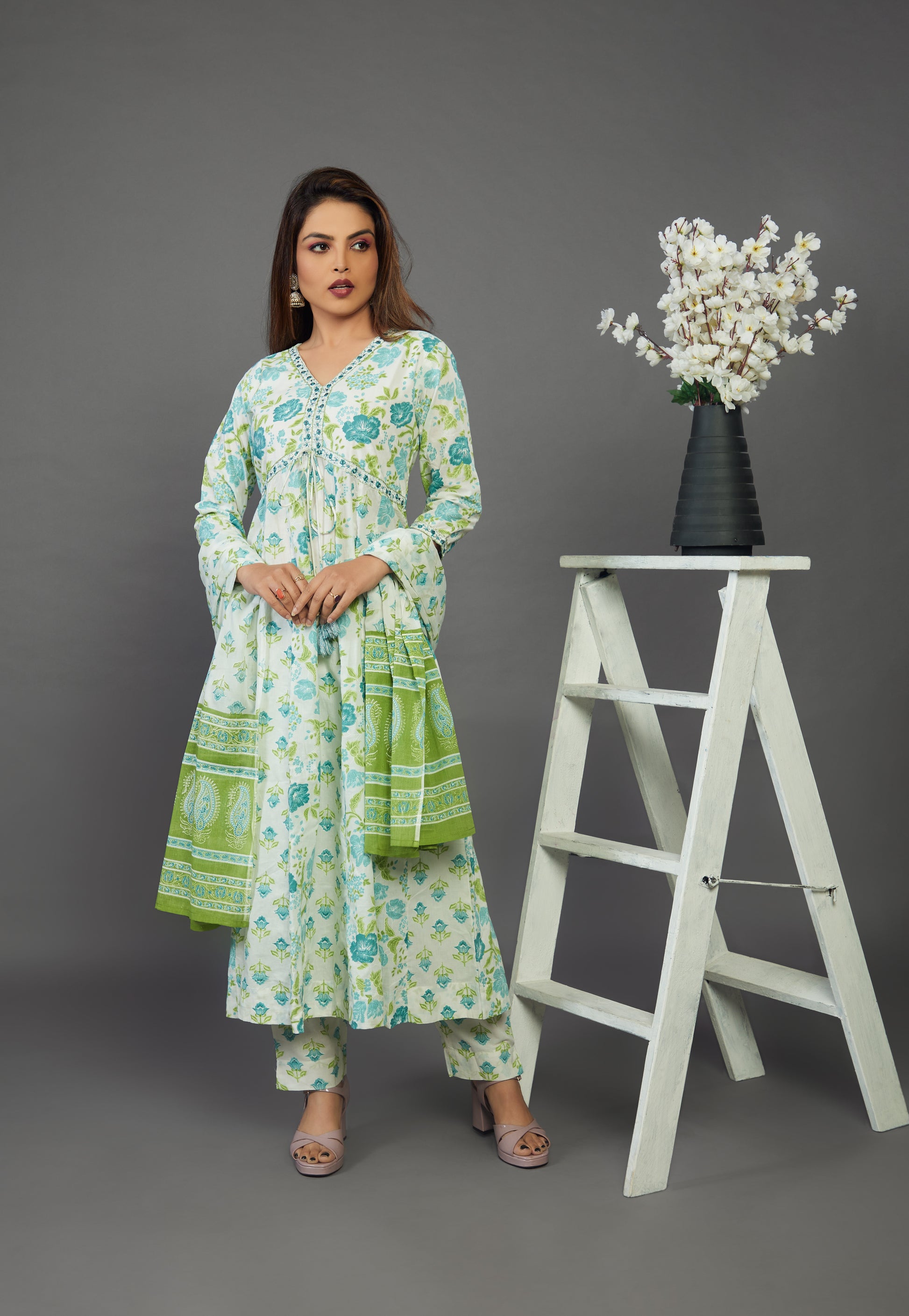 Cotton Alia cut Anarkali gown and pant with dupttaa - prisachiofficial